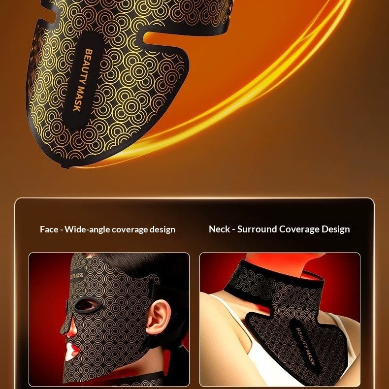 Woman wearing Recore red light facial device for home skin rejuvenation in Nigeria