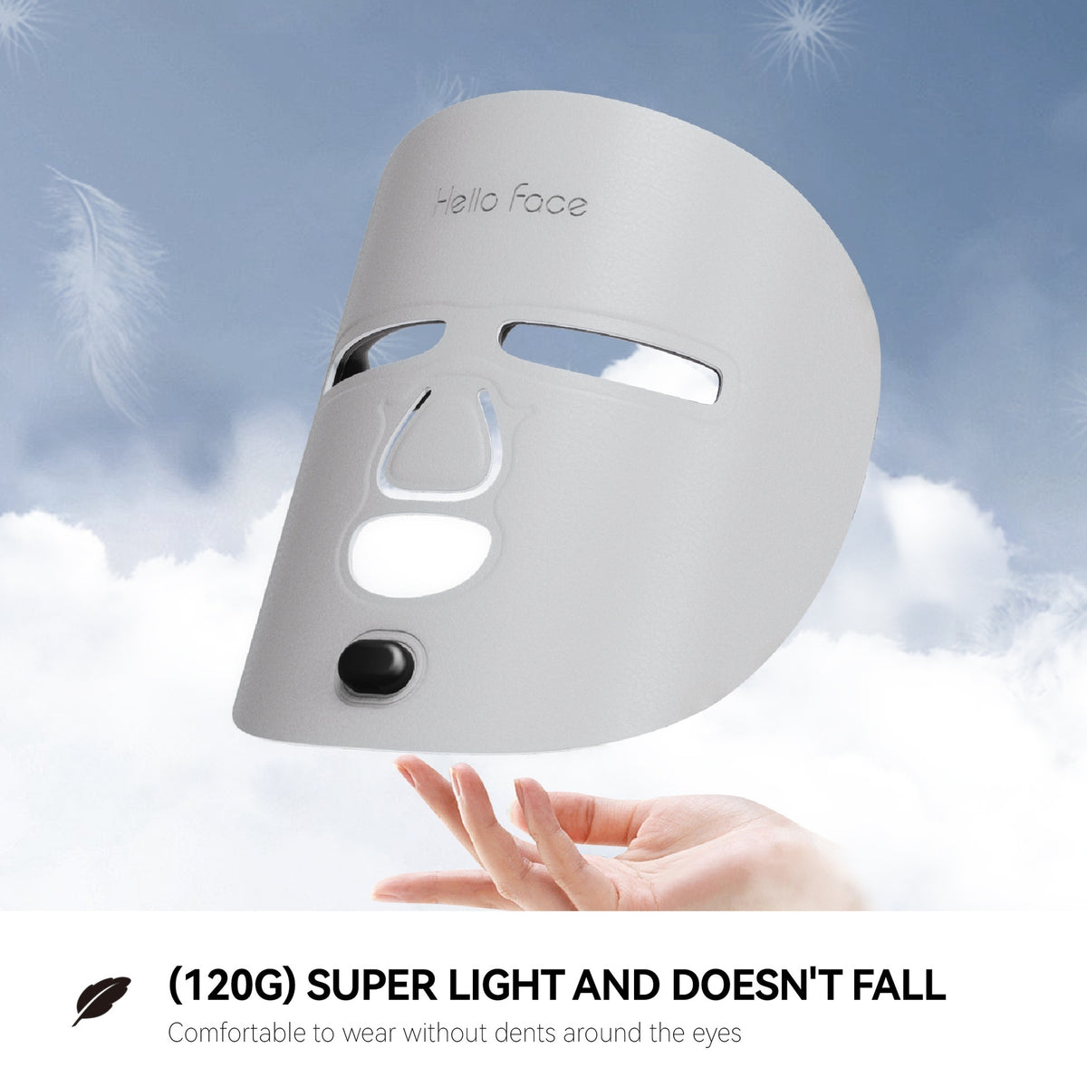Woman wearing Recore home facial LED beauty mask for skin rejuvenation in Nigeria