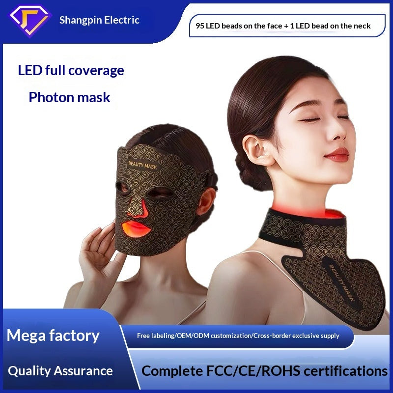 Woman wearing Recore red light facial device for home skin rejuvenation in Nigeria