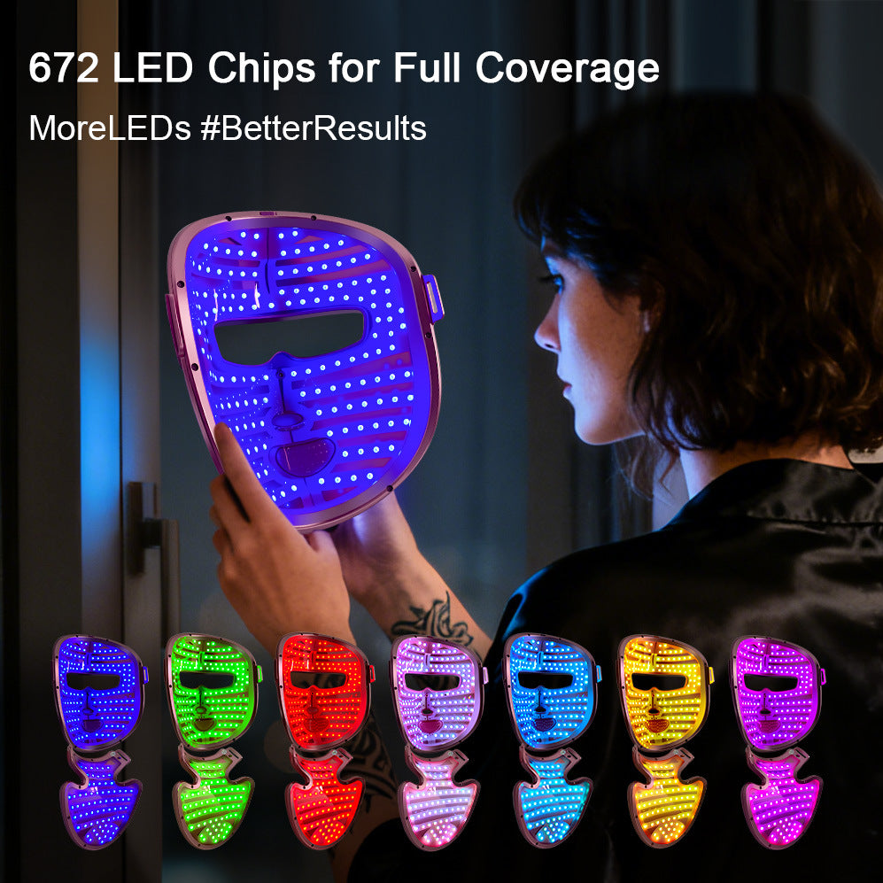 Front view of Recore 7-color LED beauty mask showing lightweight design and controls