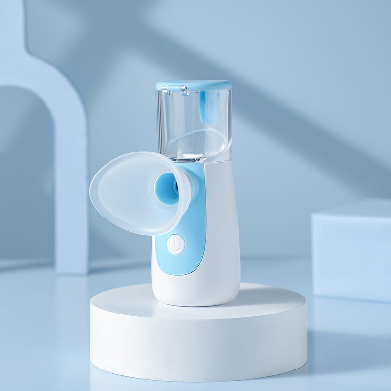 Woman using Recore portable nano facial mister for instant skin hydration in Nigeria