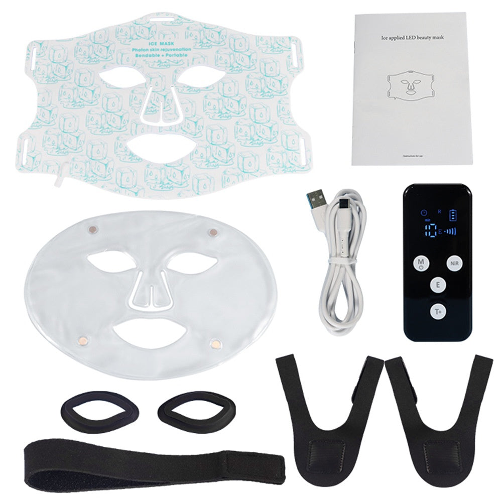 Recore household facial LED color light device with ice-cooling mask feature