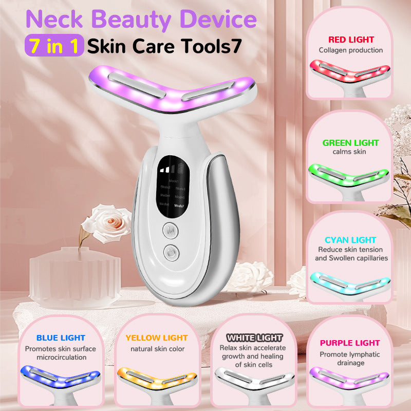 Recore 7-color light neck beauty device with vibration massage for face lifting